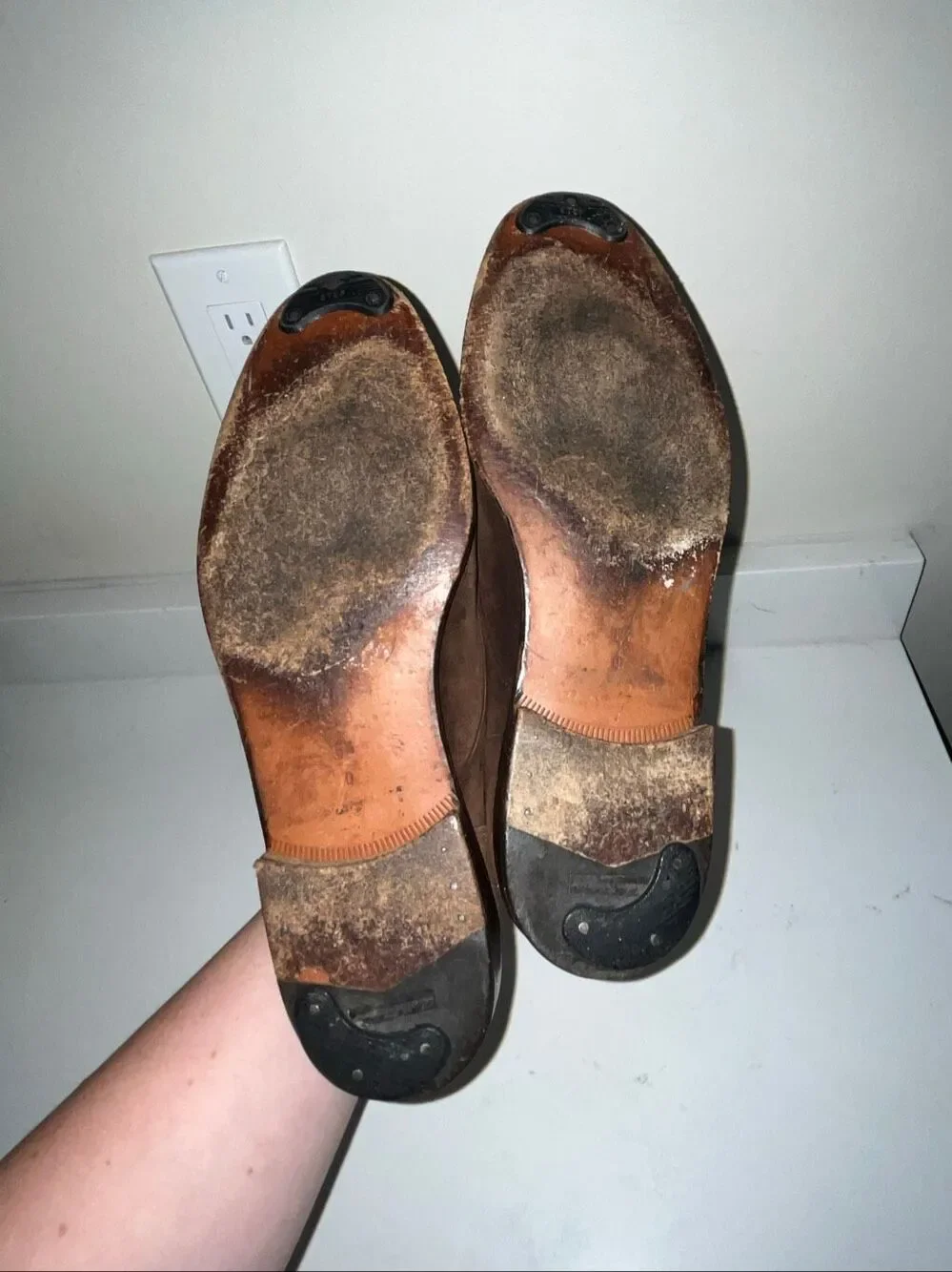 Salvatore Ferragamo Brown Suede Monk Strap Shoes Size 8.5